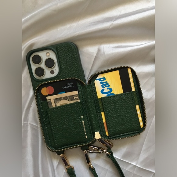 iPhone 13 Wallet Case Crossbody, dark green 
For 6.1” - Picture 3 of 14